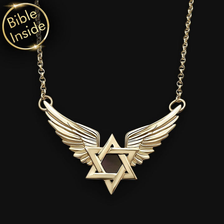 שרשרת זהב לבר מצווה עם שבב ננו תנ"ך משובץ בתליון מגן דוד