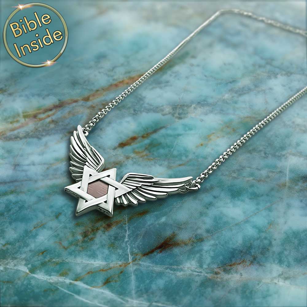 רעיונות מקוריים לבת מצווה — שרשרת כנפיים עם ננו תנ"ך בכסף סטרלינג 925