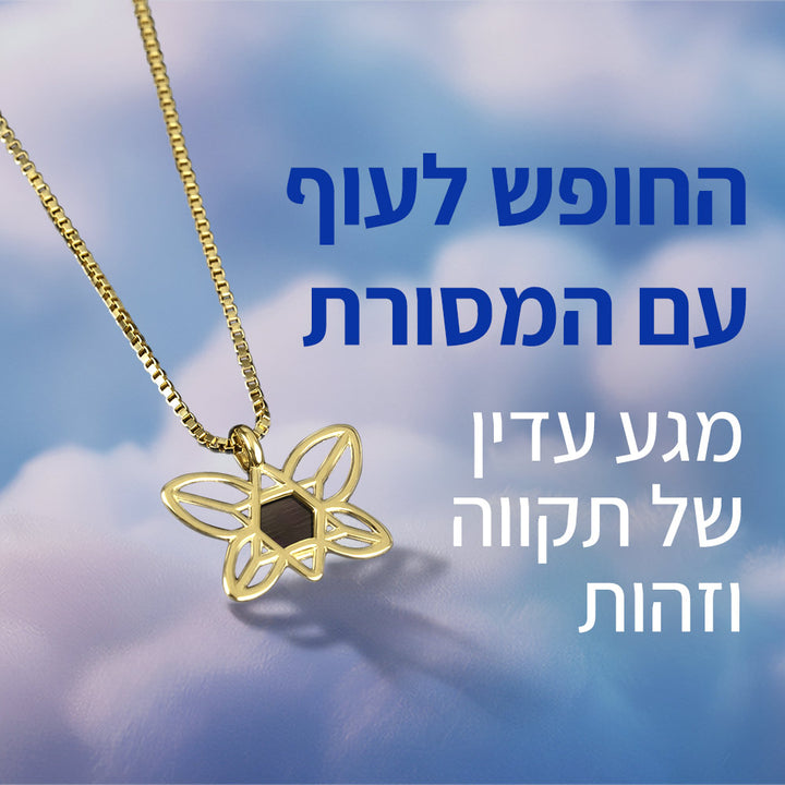 ננו תכשיטים - תכשיט לבת מצווה מההורים - מגן דוד עם כנפי פרפר