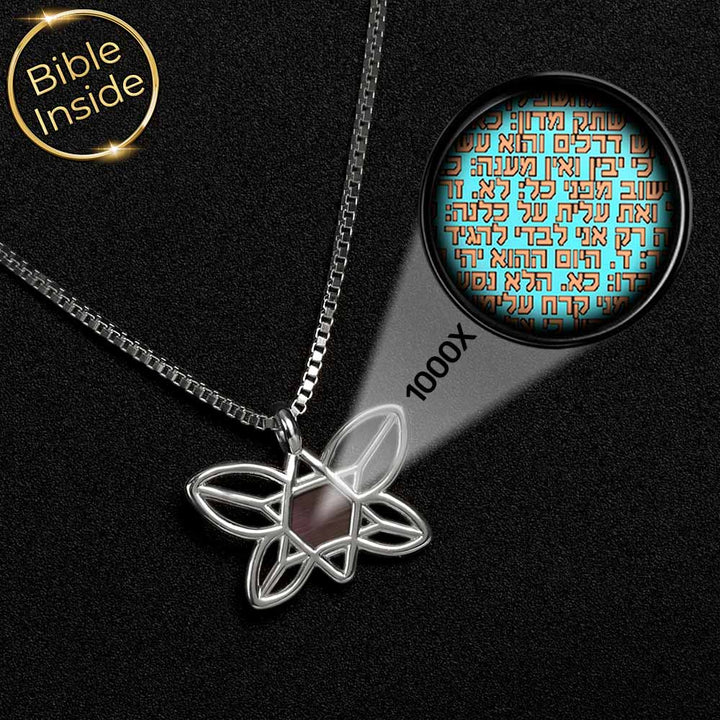 שרשרת כסף לבת מצווה בעיצוב מגן דוד עם כנפי פרפר