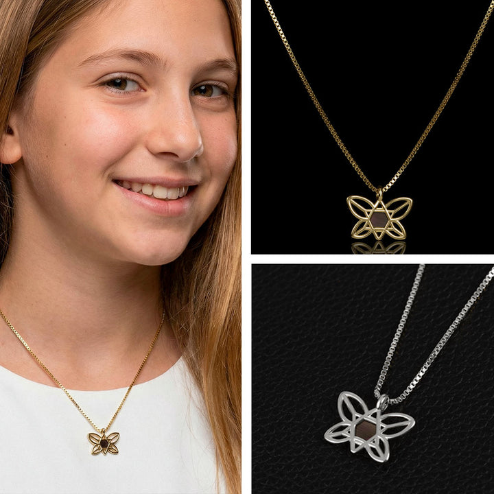 שרשרת מגן דוד לבת מצווה בעיצוב פרפר - ננו תכשיטים