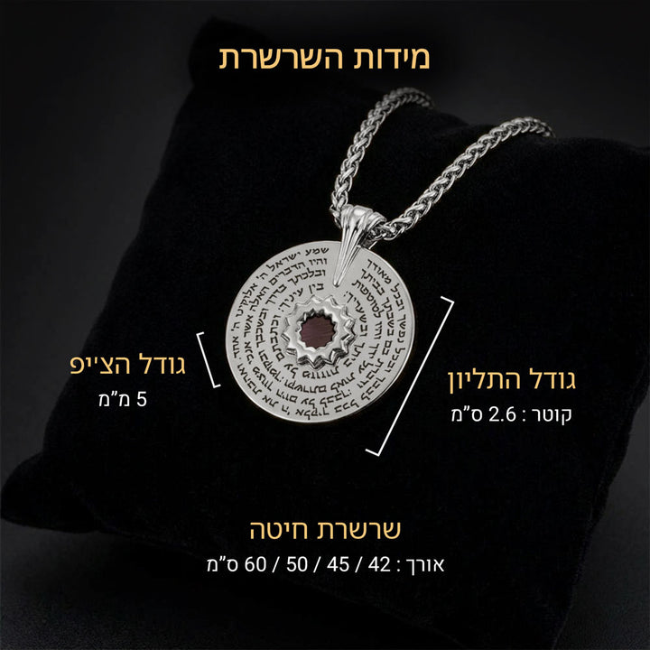 תכשיט לגברים עם התנ"ך - תליון עגול בפיניש כסף על רקע כהה