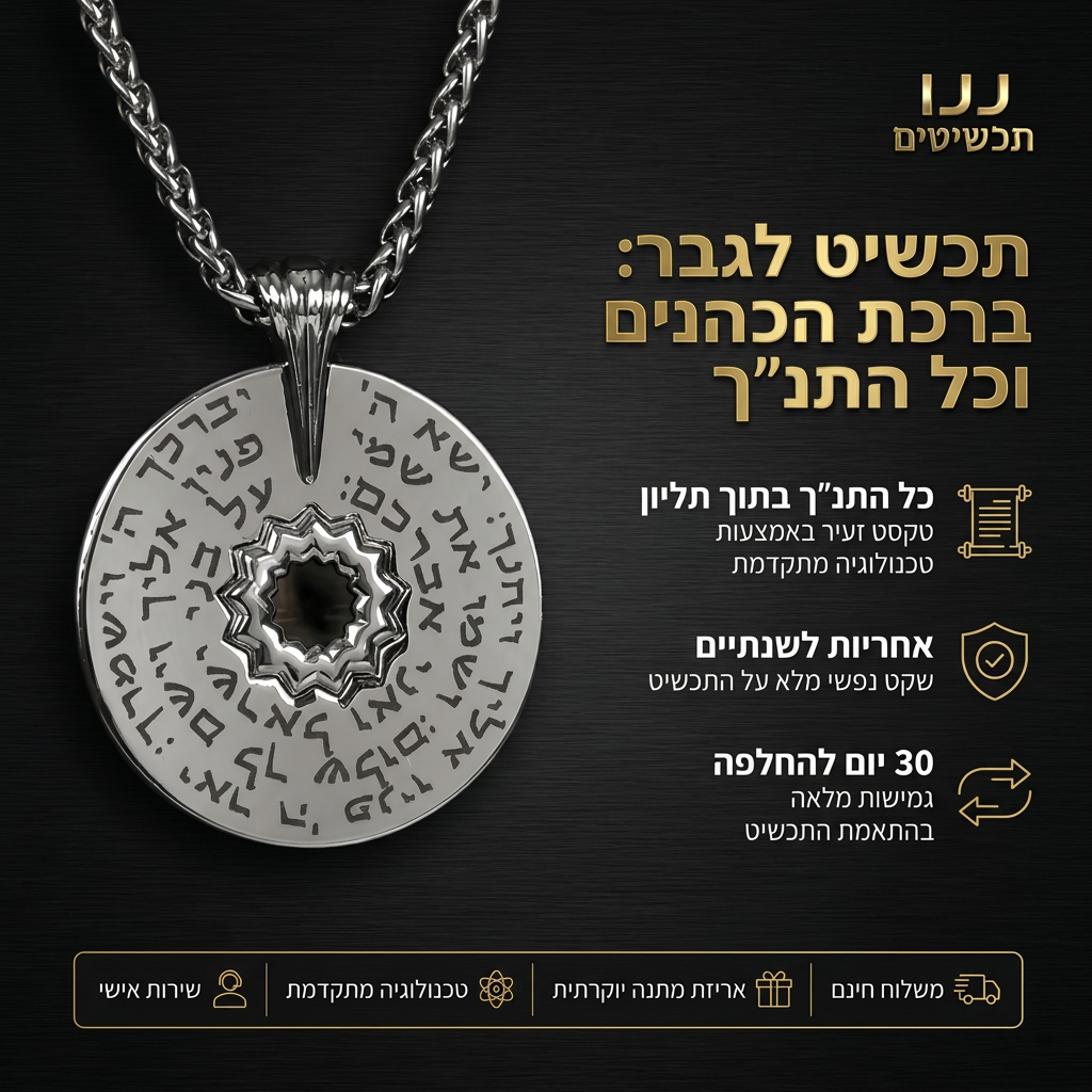 מתנה מקורית לבעלי עם ברכת הכהנים וננו תנ״ך בתוך תליון מעוצב מבית ננו תכשיטים