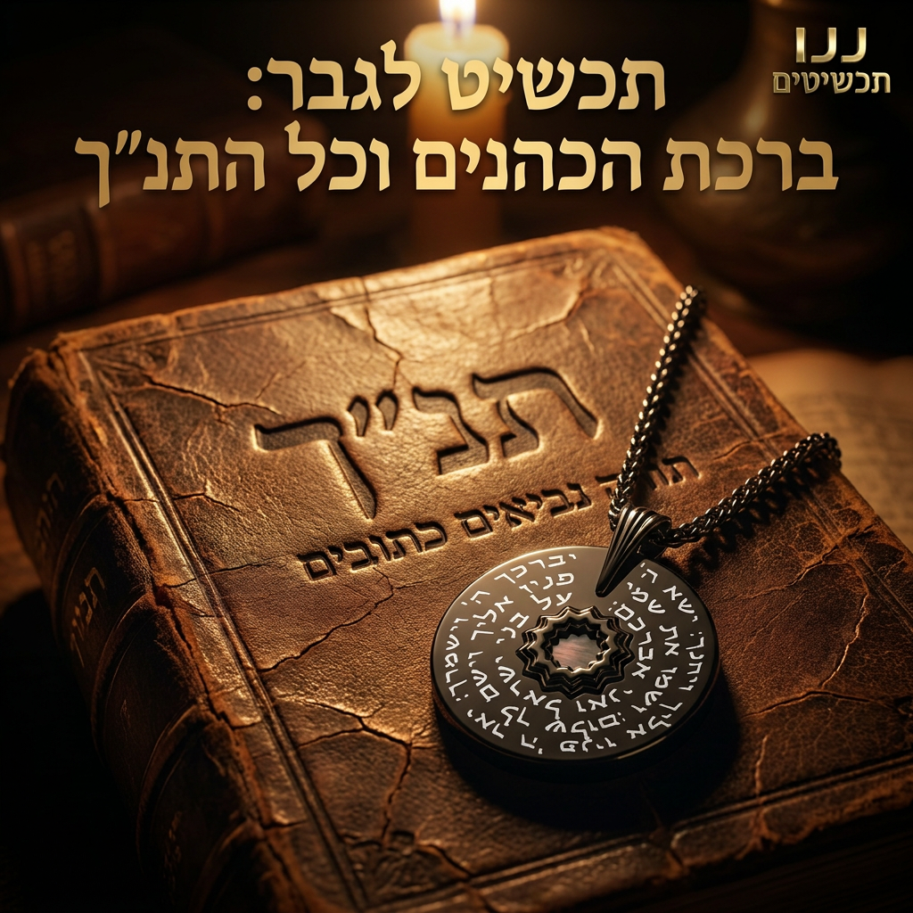 מתנה לבעל עם ברכת הכהנים שמקיפה פרח אהבה וננו תנ״ך זעיר