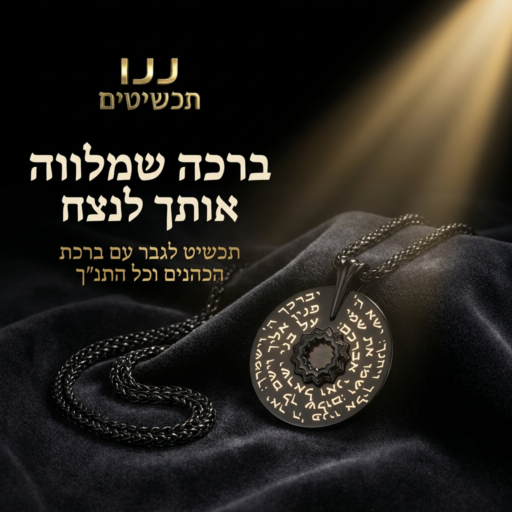 ברכת הכהנים מקיפה פרח בעל 13 עלי כותרת ושבב ננו תנ״ך על תליון ייחודי