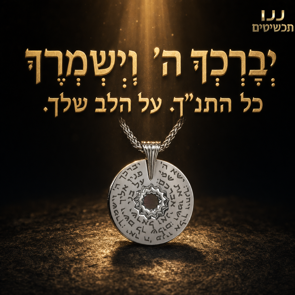 מתנה לוולנטיין לגבר עם שרשרת ברכת הכהנים חרוטה על התליון