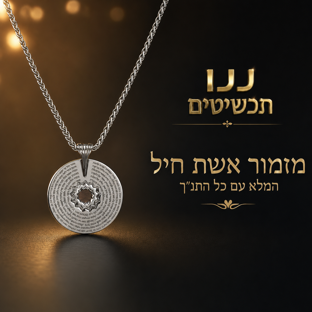 שרשרת אשת חיל מי ימצא לאישה עם ננו תנך ופרח אהבה גימטרי