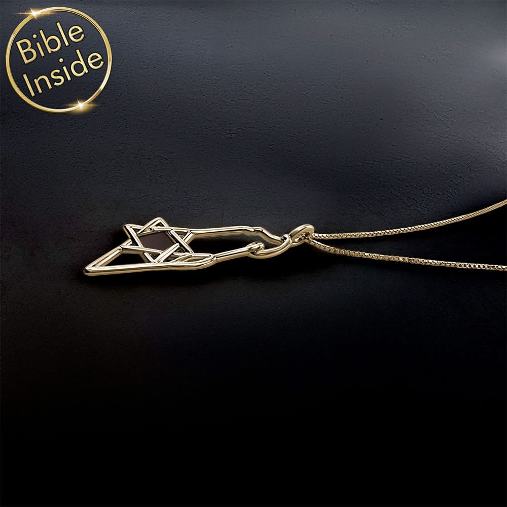 שרשרת של מפת ארץ ישראל עם כל התנ"ך - ננו תכשיטים