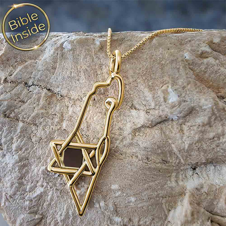 שרשרת מפת ארץ ישראל עם כל התנ"ך - ננו תכשיטים