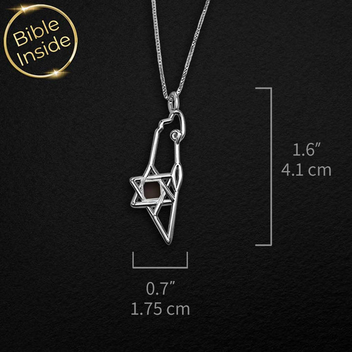 תליון ארץ ישראל עם כל 24 סיפרי התנ"ך - ננו תכשיטים