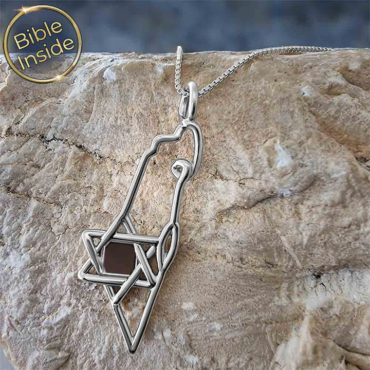 שרשרת מפת ארץ ישראל עם כל התנ"ך - ננו תכשיטים