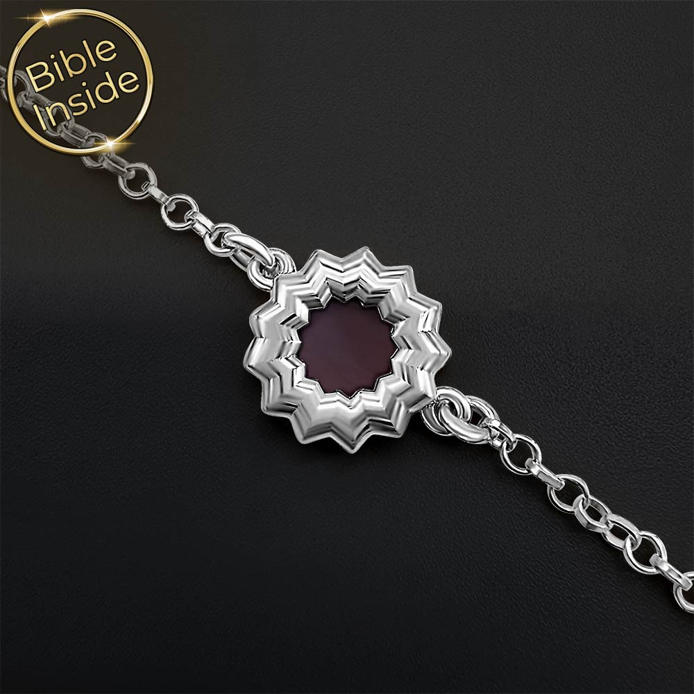 תכשיט לבת מצווה אלגנטי צמיד פרח האהבה עם התנ"ך משובץ