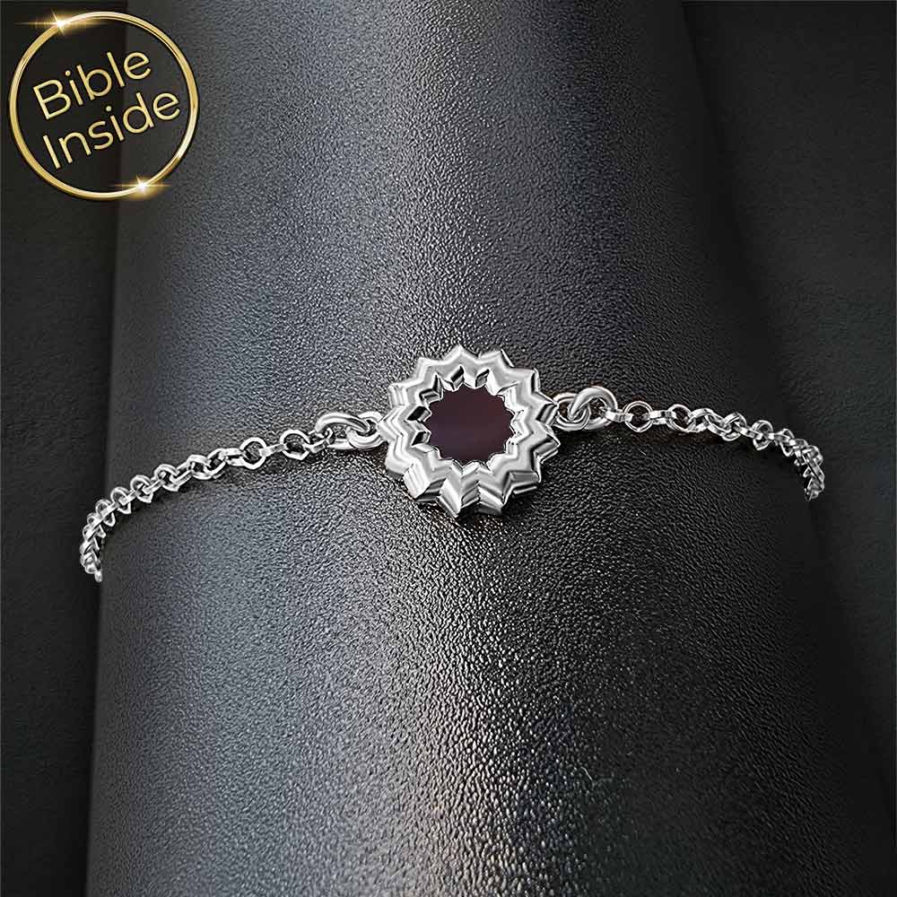 תכשיט לבת מצווה כסף סטרלינג בעיצוב פרח עם התנ"ך כולו