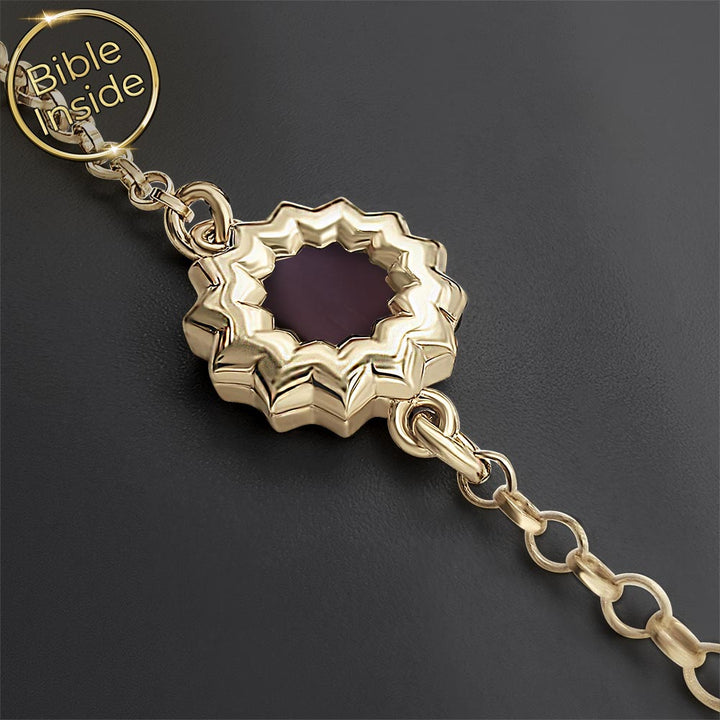 תכשיט לבת מצווה זהב 14 קראט צמיד פרח עם שבב תנ"ך זעיר