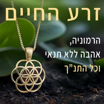 זרע החיים בשרשרת מזהב 14 קראט עם שבב ננו תנ