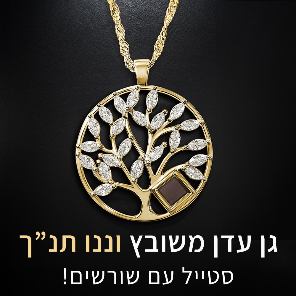 תכשיט יוקרתי לאישה בשיבוץ אבנים נוצצות  בזהב עם שבב התנ"ך השלם