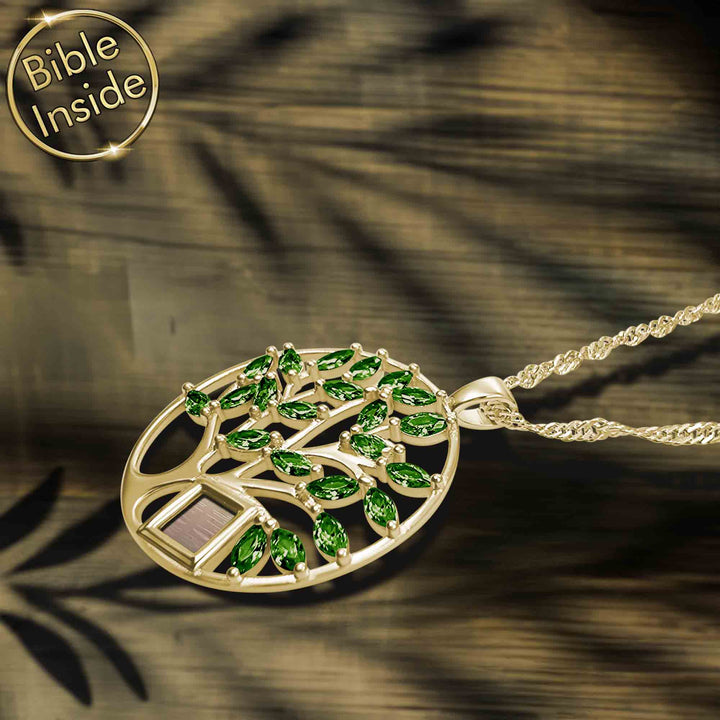 שרשרת עם תנך לאישה | תליון עץ החיים עם כל 24 סיפרי התנ"ך | ננו תכשיטים