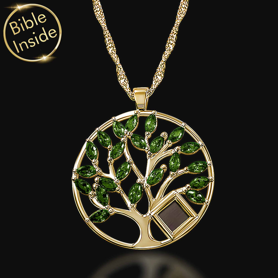 תכשיט מזהב לאישה - מדליון עץ חיים בעל משמעות עם ננו תנ"ך