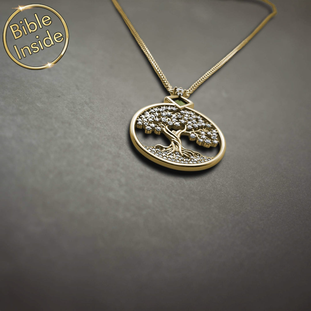 מתנות לנשים במשלוח מיידי | תליון עץ החיים עם כל 24 סיפרי התנ"ך | ננו תכשיטים