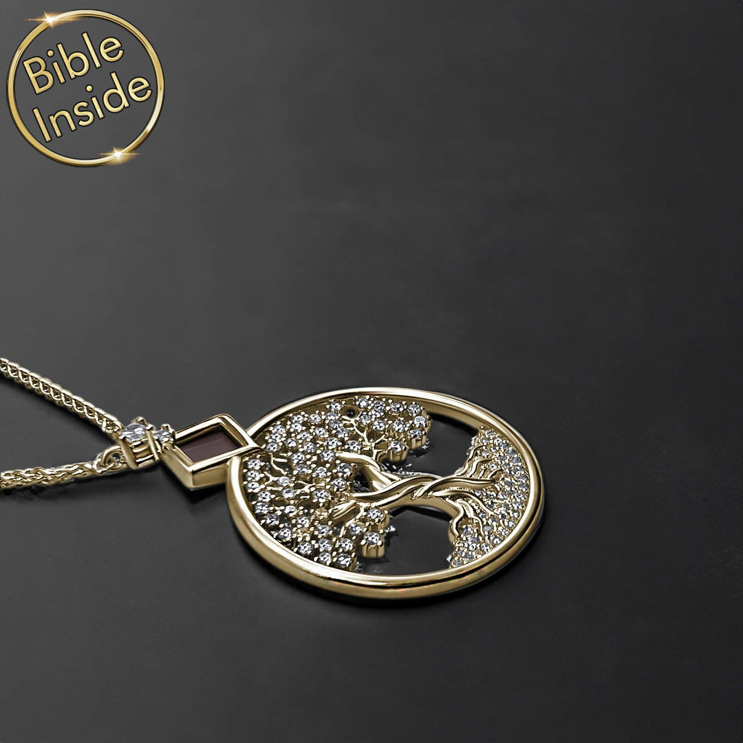 תכשיטים מיוחדים עם משמעות לנשים | תליון עץ החיים עם כל 24 סיפרי התנ"ך | ננו תכשיטים