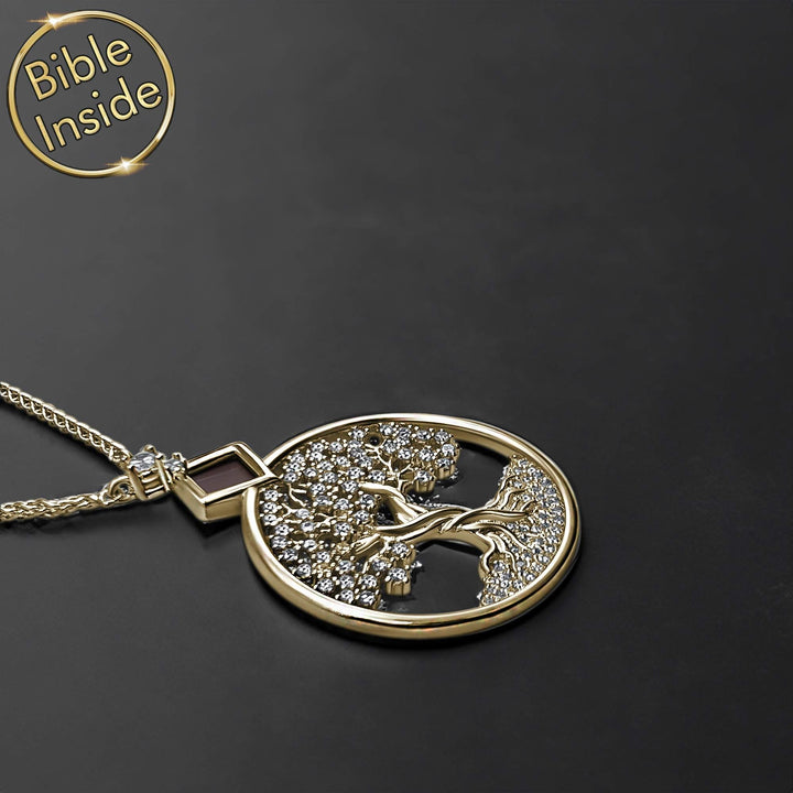 שרשראות זהב לאישה מחירים | תליון עץ החיים עם כל 24 סיפרי התנ"ך | ננו תכשיטים