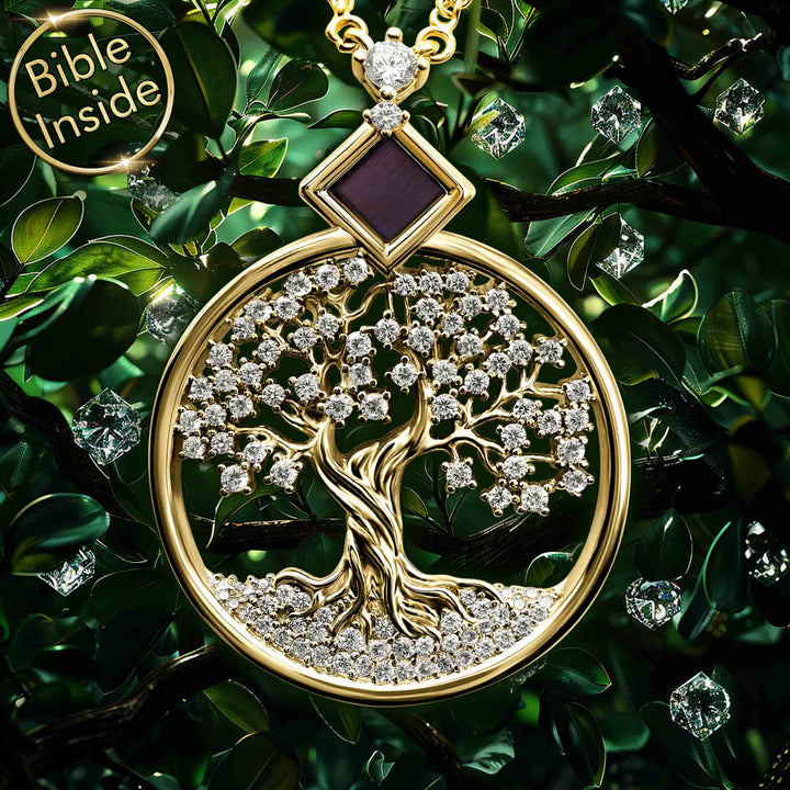 חנות זהב | תליון עץ החיים עם כל 24 סיפרי התנ"ך | ננו תכשיטים