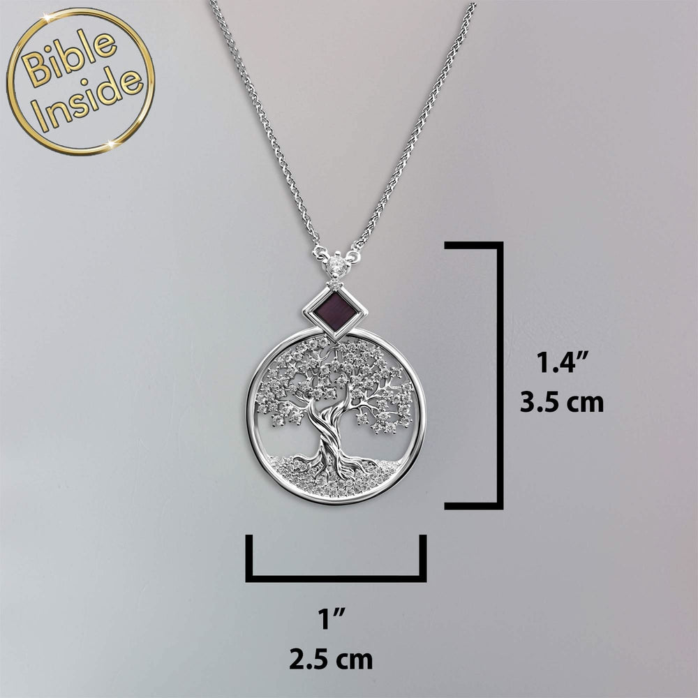 תכשיטי זהב לבן אמיתי מעוצבים | תליון עץ החיים עם כל 24 סיפרי התנ"ך | ננו תכשיטים