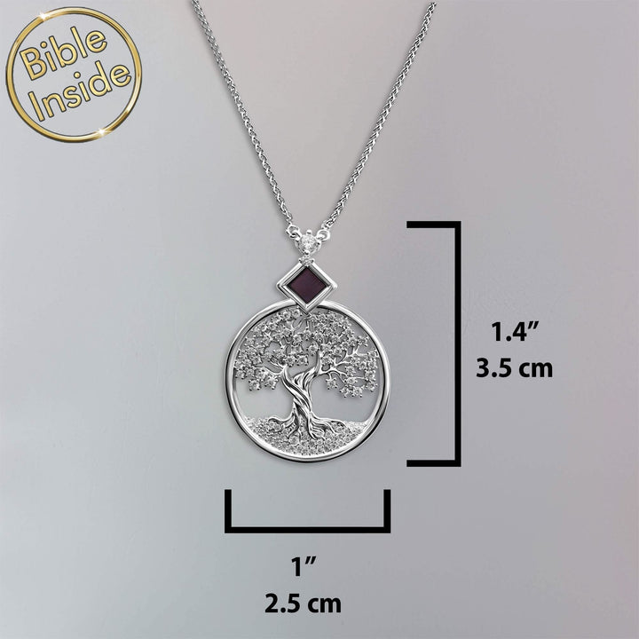 תכשיטי זהב לבן אמיתי מעוצבים | תליון עץ החיים עם כל 24 סיפרי התנ"ך | ננו תכשיטים