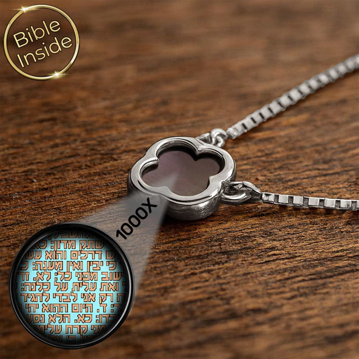 שרשרת תנך עם תליון תלתן קלאסי מכסף סטרלינג