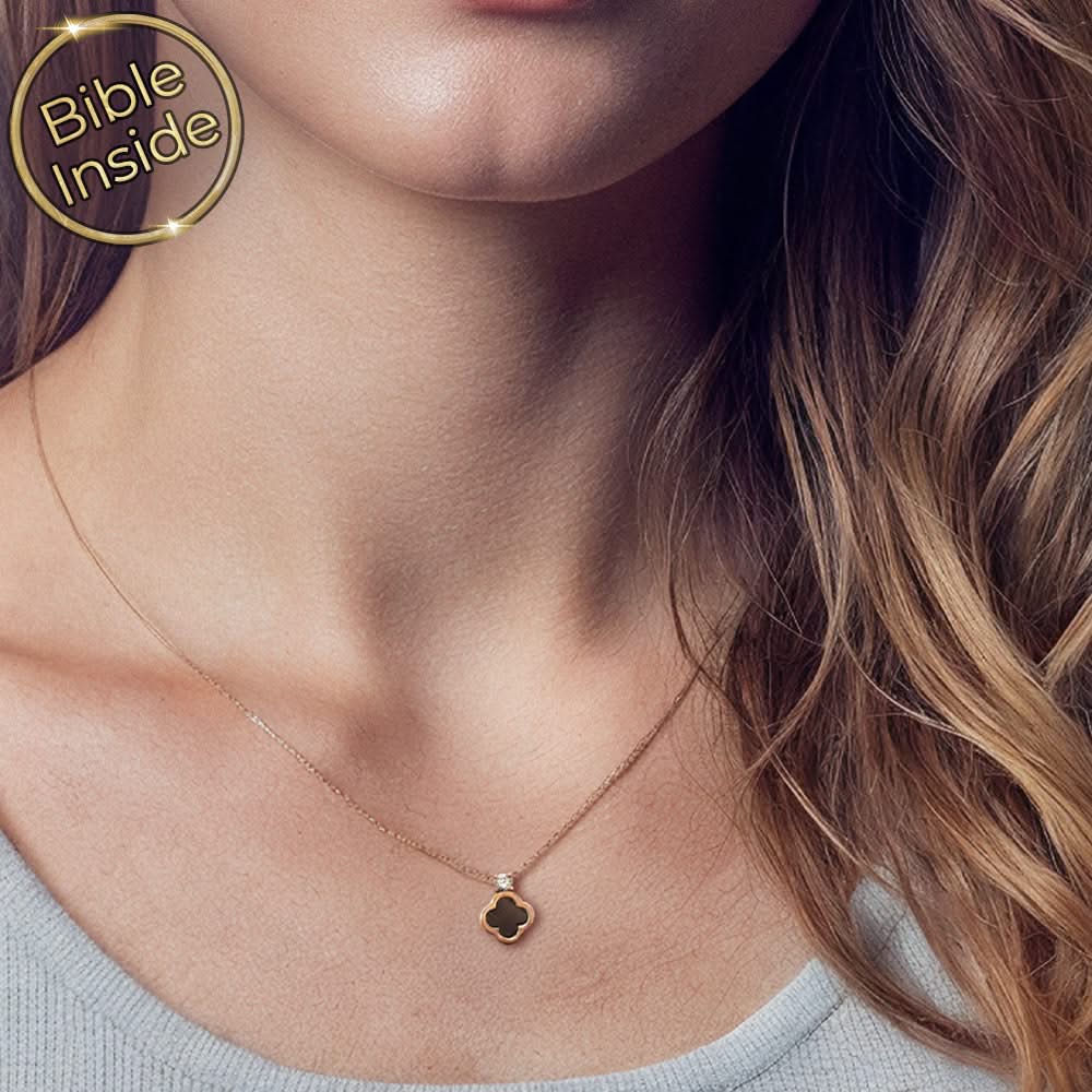 תכשיט ננו תנך – שרשרת תלתן עם זירקוניה ליום-יום
