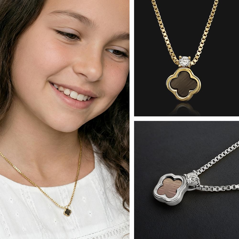 משלוח לבת מצווה — תליון תלתן עם ננו תנ"ך משובץ וזירקון מבית שלמא