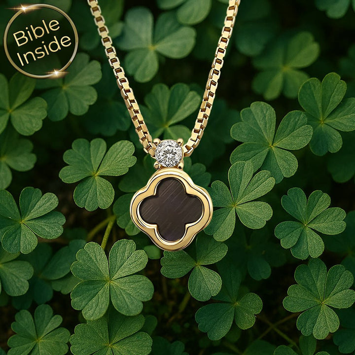 שרשרת זהב לבת מצווה — תלתן עם ננו תנ"ך וכל ספרי התנ"ך בפנים