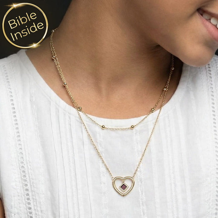 שרשרת שכבות כסף מצופה זהב עם תליון לב כשרשרת בת מצווה מיוחדת