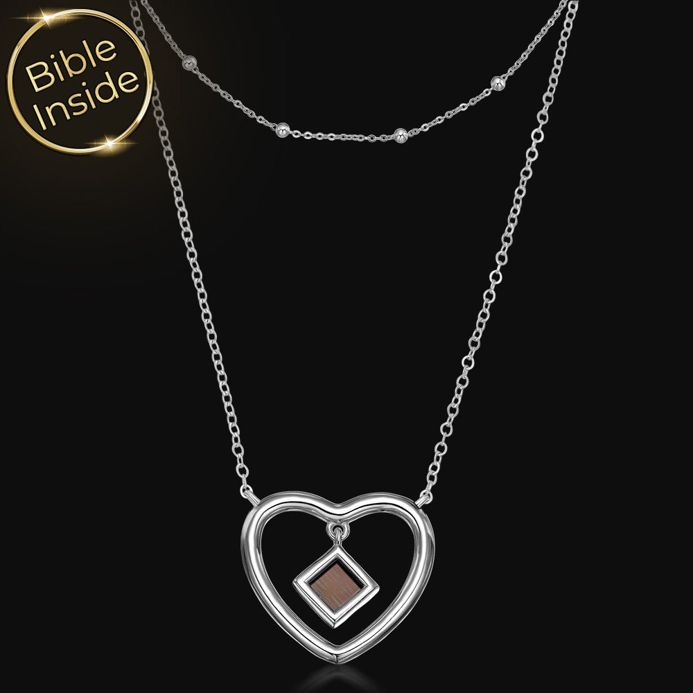 שרשרת לב לבת מצווה בכסף סטרלינג עם כל התנ"ך מבית שלמא