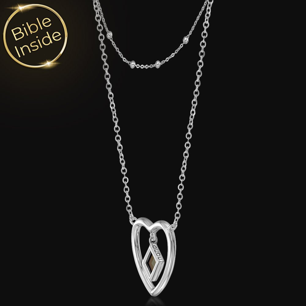 שרשרת עדינה לבת מצווה דתית עם לב כפול וכל ספרי הקודש