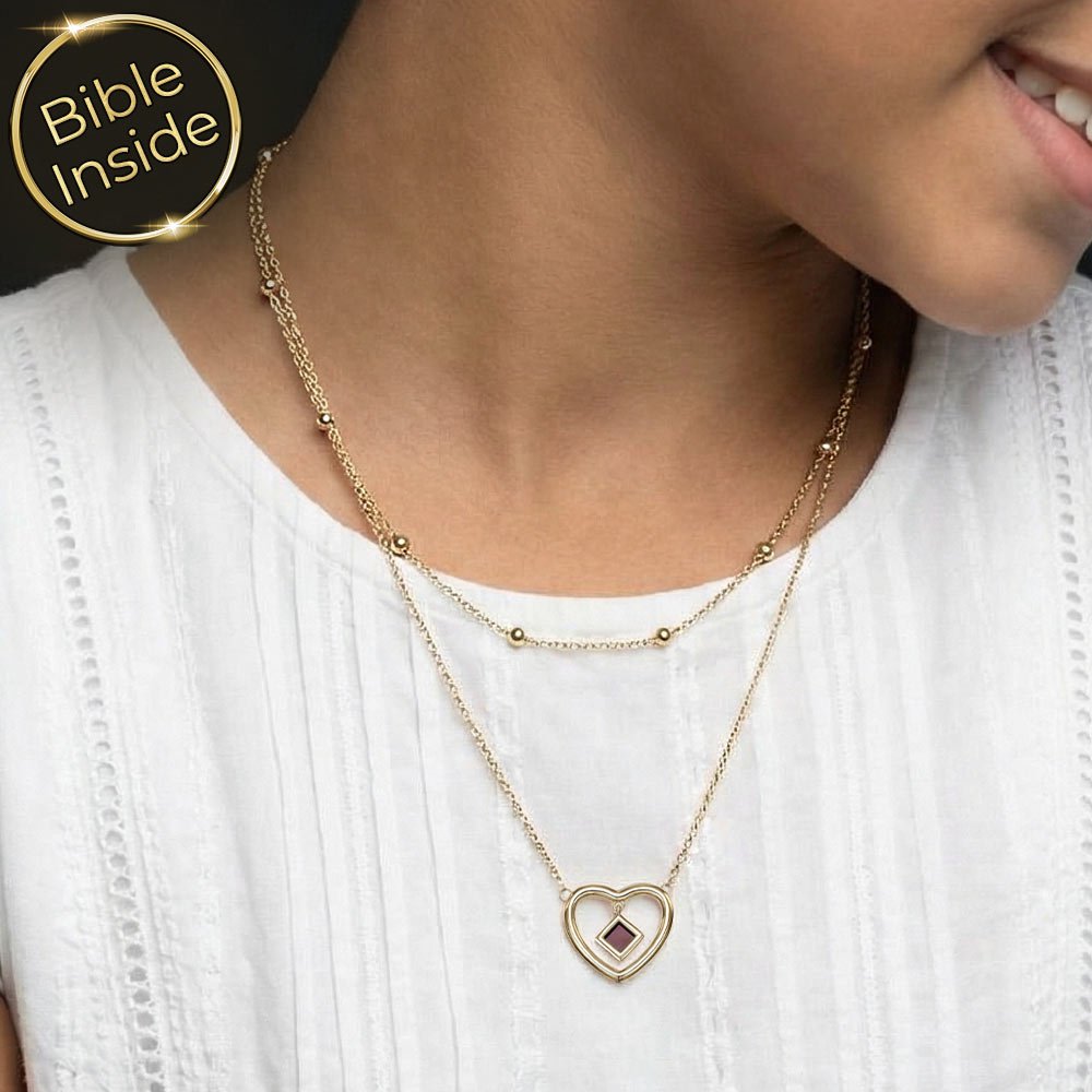 שרשרת שכבות כסף מצופה זהב עם תליון לב כמתנת בת מצווה מיוחדת