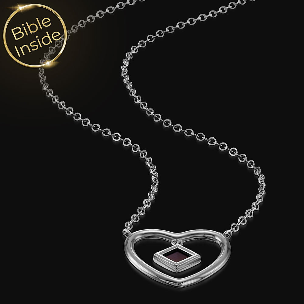 שרשרת לב לבת מצווה בכסף סטרלינג עם כל התנ"ך כמתנה לבת מצווה עם משמעות
