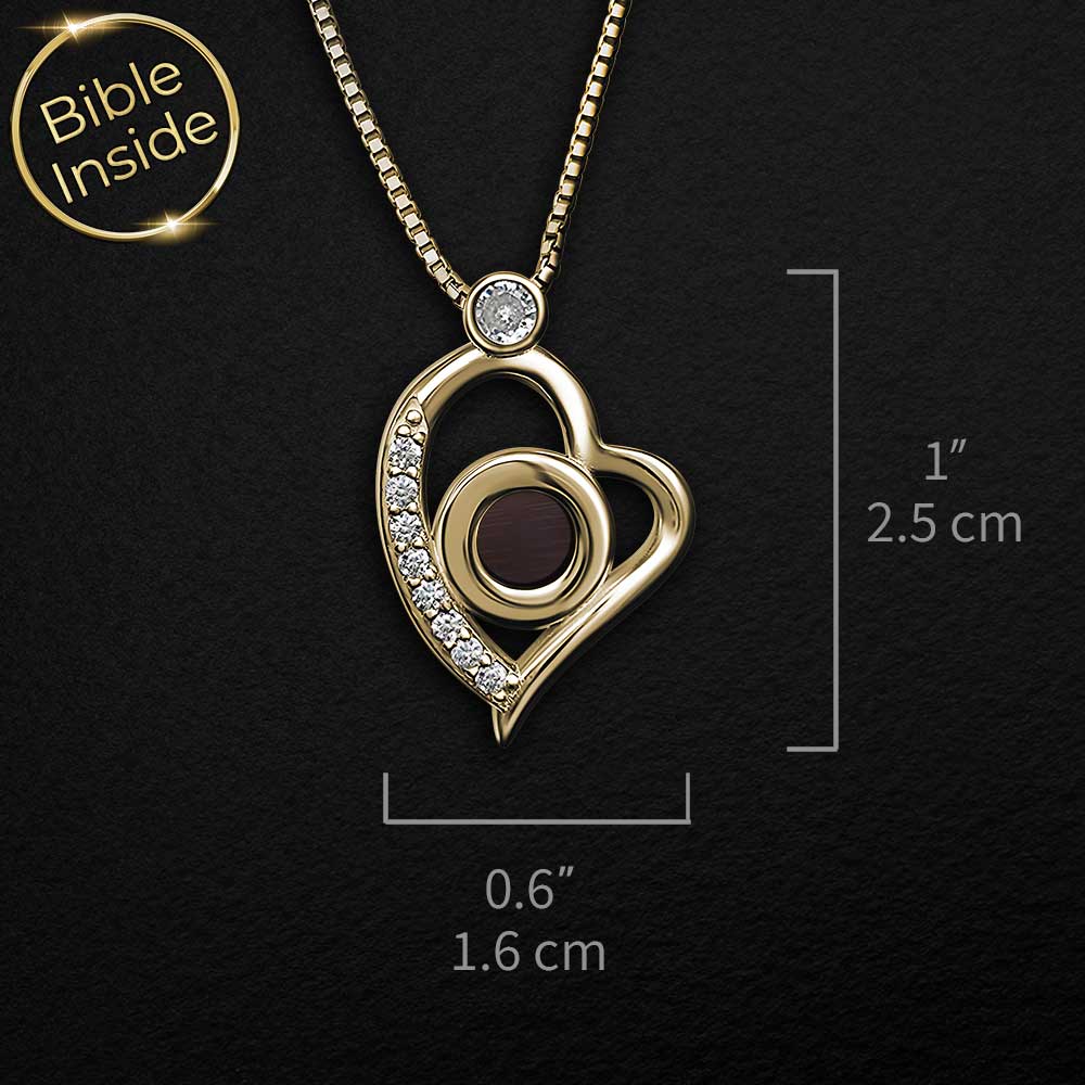 שרשרת זהב עם תליון לב - כל 24 סיפרי התנ"ך בתכשיט לאישה | ננו תכשיטים