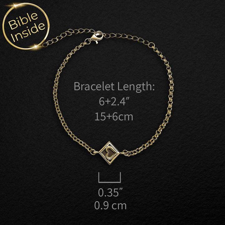 צמיד לבת מצווה מינימליסטי עם תליון לב וכל התנך