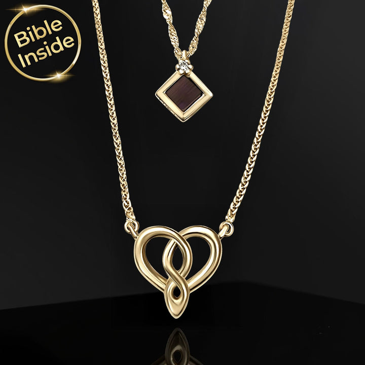 שרשראות לב עם ננו תנך לנשים | 24 סיפרי התנ"ך בחריטה | ננו תכשיטים