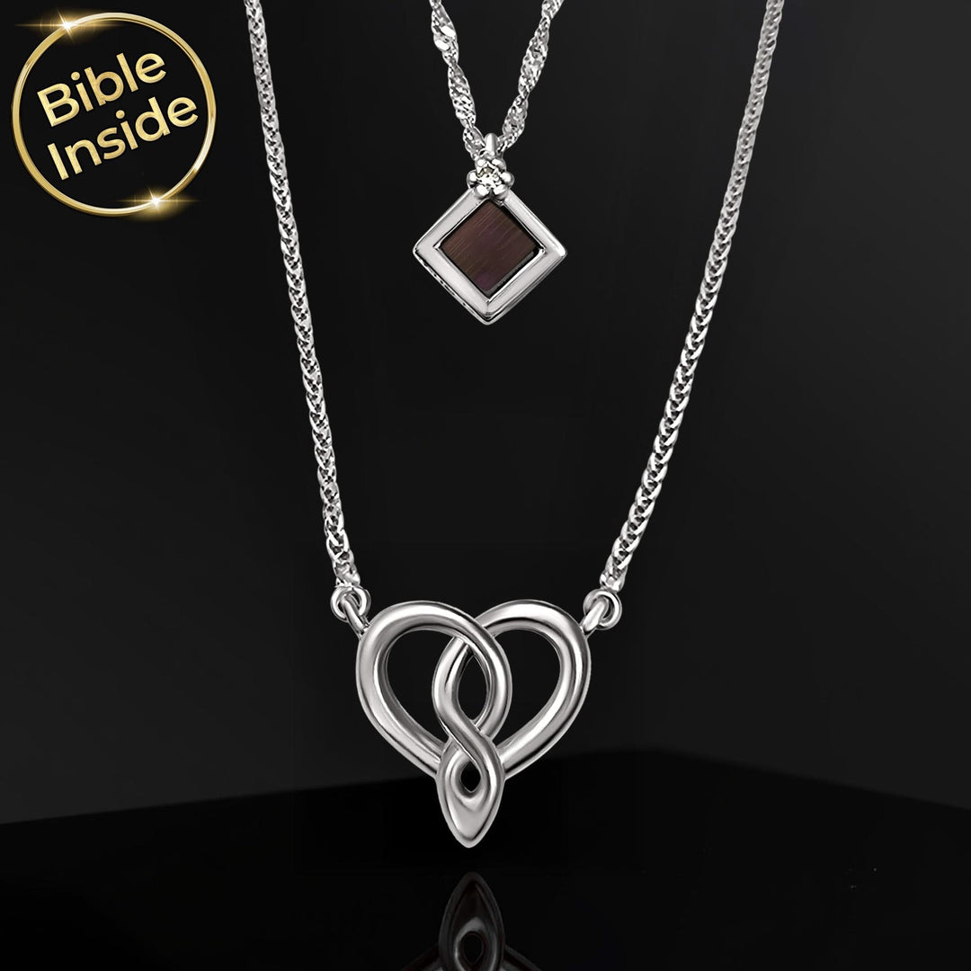 שרשראות זהב לבן לנשים עם התנך | 24 סיפרי התנ"ך בחריטה | ננו תכשיטים