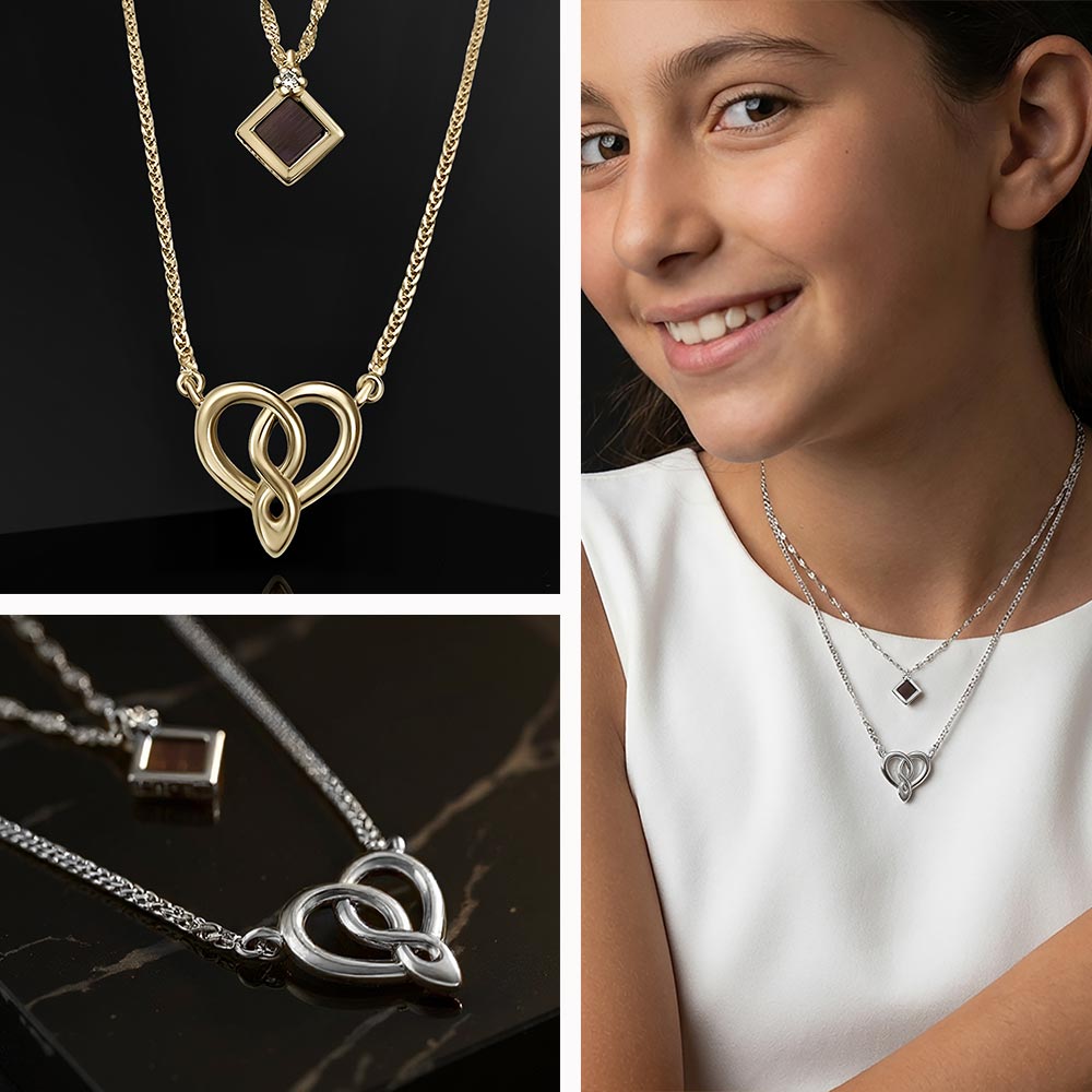 מתנה לבת מצווה עם משמעות שרשרת לב אינסוף כפולה עם ננו תנ"ך