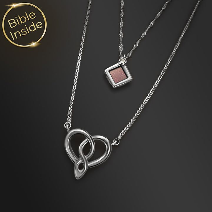 תכשיטי כסף סטרלינג לבת מצווה שרשרת כפולה עם ננו תנ"ך משובץ