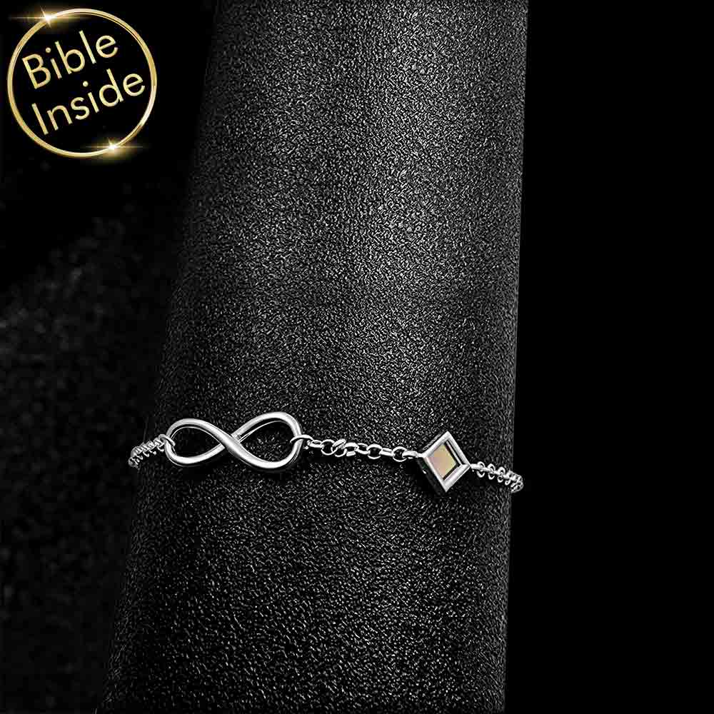 צמיד לבת מצווה – סמל אינפיניטי עדין עם ננו תנ"ך