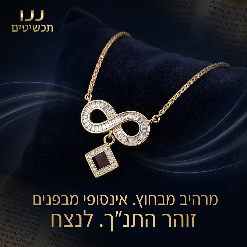 שרשרת תנך בזהב עם אינפיניטי משובץ וכל 24 ספרי התנ"ך בתוך התליון