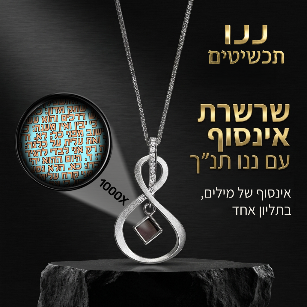 שרשרת ננו תנך כסופה עם המחשת הטקסט הזעיר, מבית ננו תכשיטים