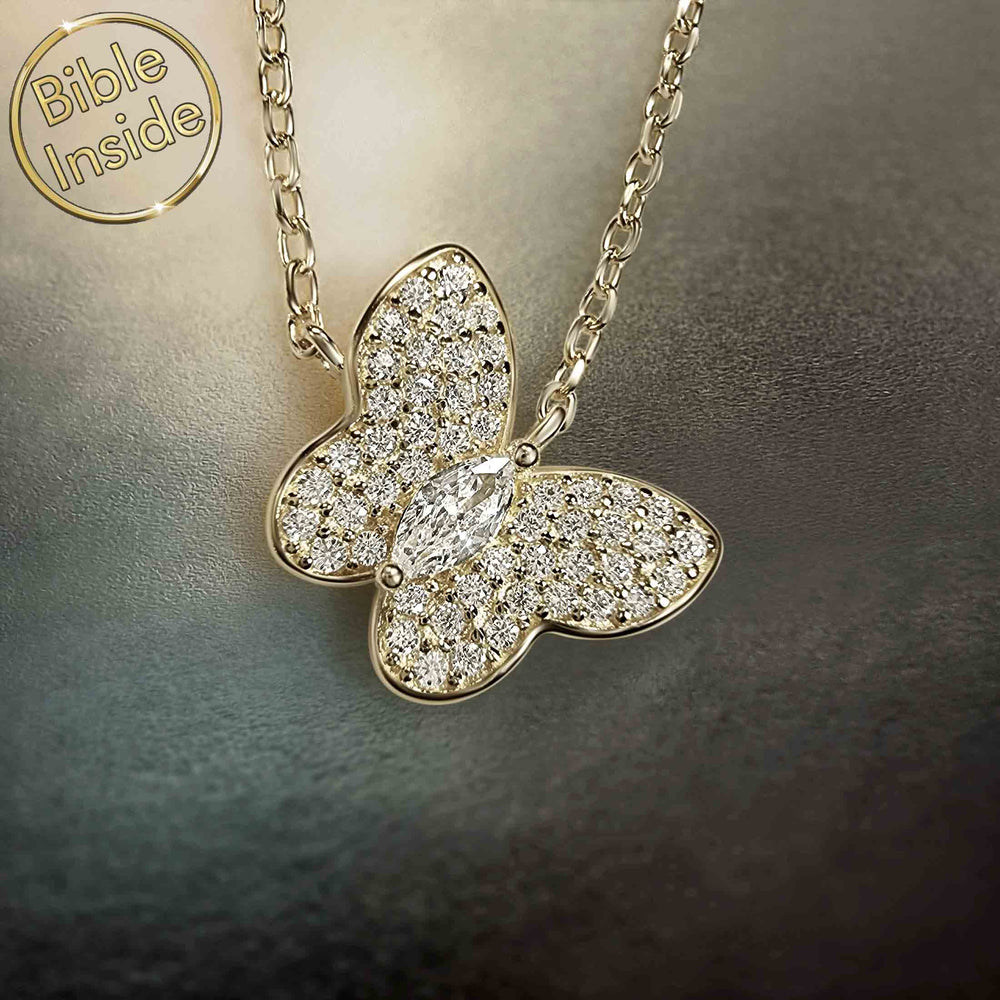 תכשיטי תנך מעוצבים שרשרת פרפר - ננו תכשיטים