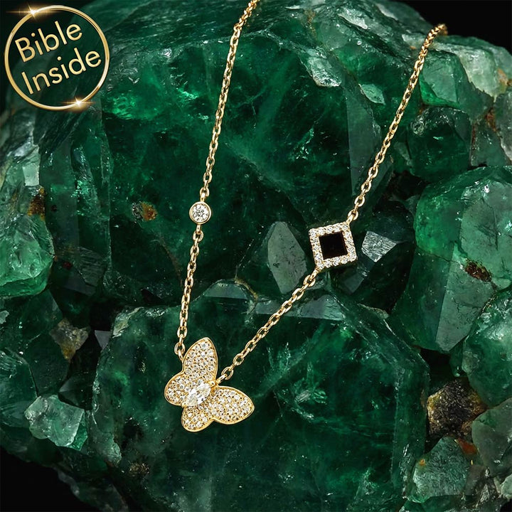תליון פרפר זהב 14 קראט לבת מצווה עם שבב ננו תנ"ך