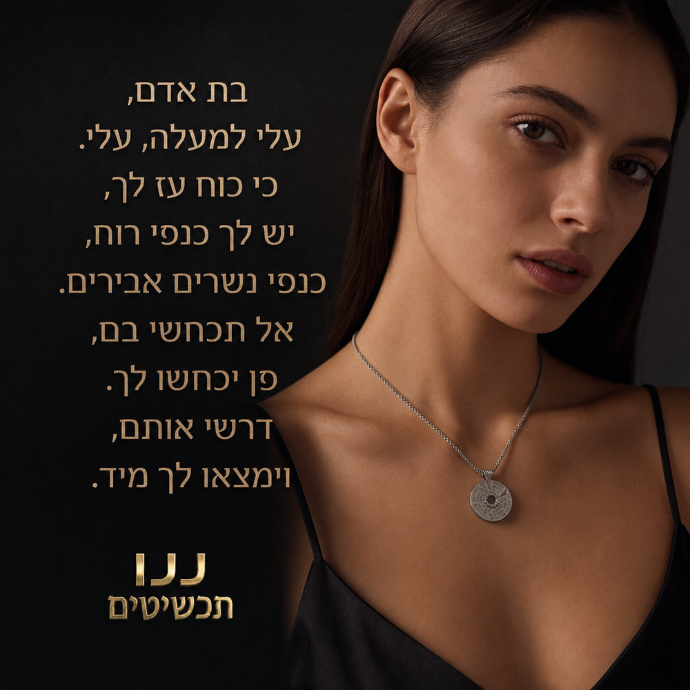 תכשיט ננו תנך לאישה עם השיר כנפי רוח של הרב קוק