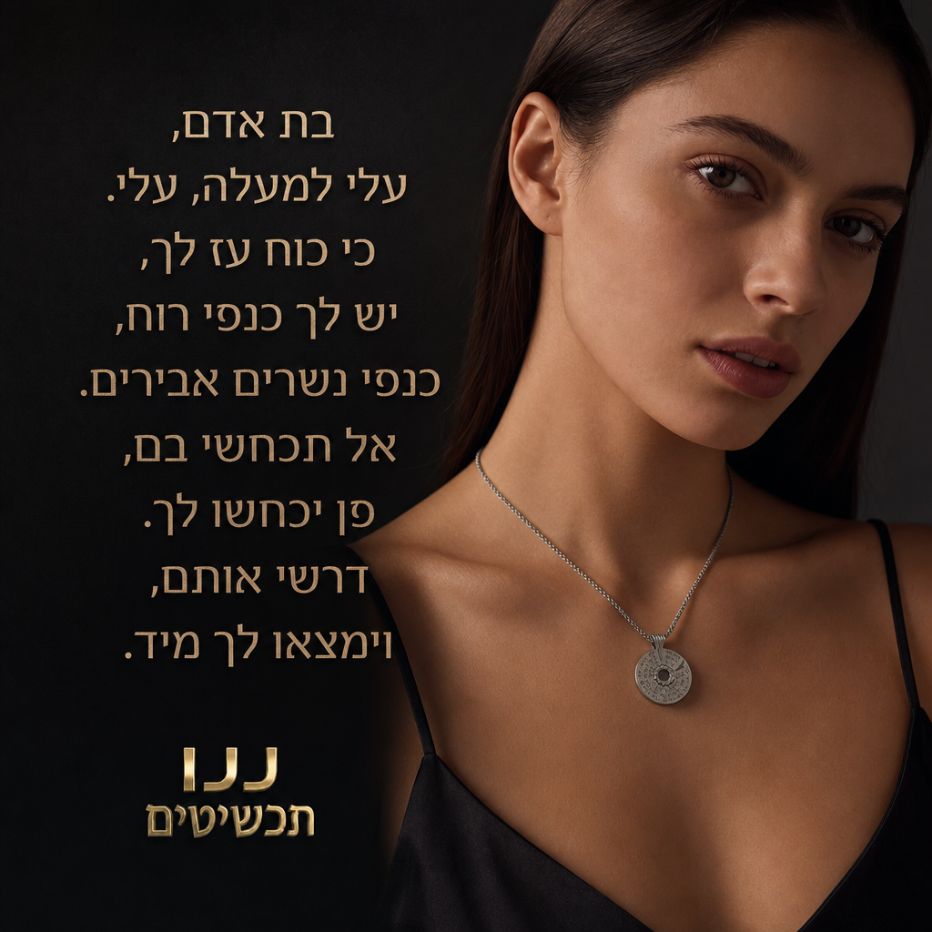 תכשיט ננו תנך לאישה עם השיר כנפי רוח של הרב קוק